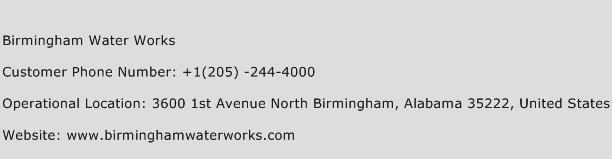 Birmingham Water Works Phone Number Customer Service