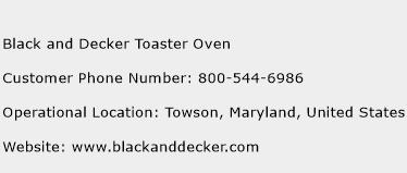 Black and Decker Toaster Oven Phone Number Customer Service