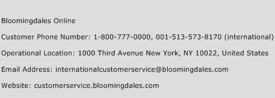 Bloomingdales Online Phone Number Customer Service