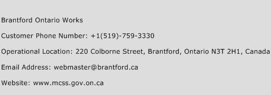 Brantford Ontario Works Phone Number Customer Service