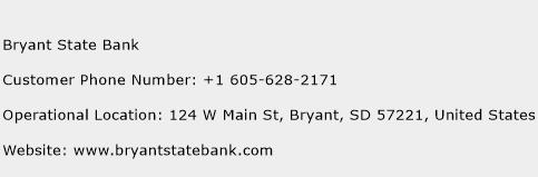 Bryant State Bank Phone Number Customer Service