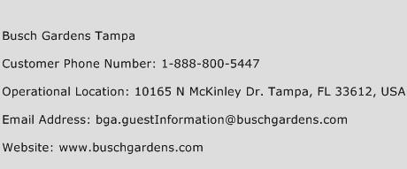 Busch Gardens Tampa Phone Number Customer Service