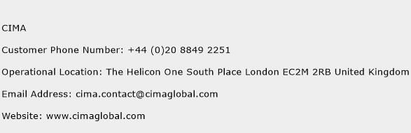 CIMA Phone Number Customer Service