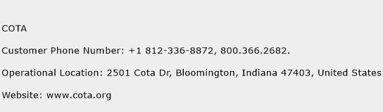 COTA Phone Number Customer Service