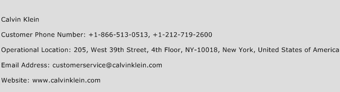 Calvin Klein Phone Number Customer Service