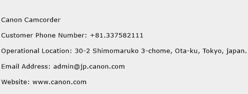 Canon Camcorder Phone Number Customer Service