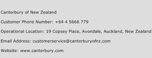 Canterbury of New Zealand Phone Number Customer Service