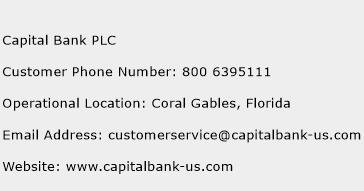 Capital Bank PLC Phone Number Customer Service