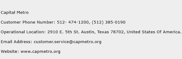 Capital Metro Phone Number Customer Service