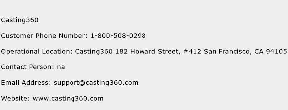 Casting360 Phone Number Customer Service