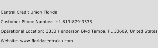 Central Credit Union Florida Phone Number Customer Service
