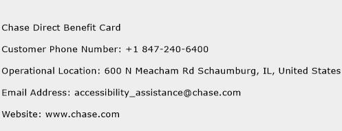 Chase Direct Benefit Card Phone Number Customer Service