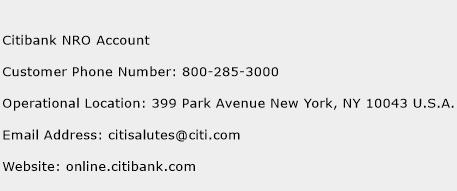 Citibank NRO Account Phone Number Customer Service