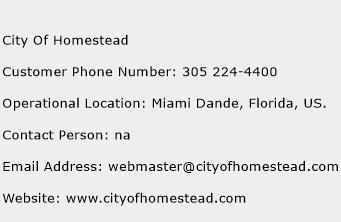 City Of Homestead Phone Number Customer Service