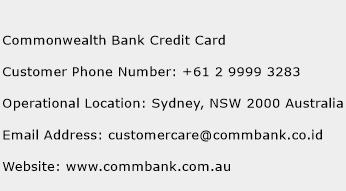 Commonwealth Bank Credit Card Phone Number Customer Service