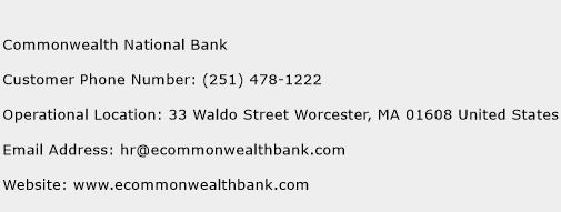 Commonwealth National Bank Phone Number Customer Service