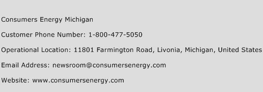 Consumers Energy Michigan Phone Number Customer Service