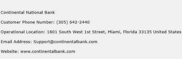 Continental National Bank Phone Number Customer Service