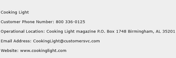 Cooking Light Phone Number Customer Service