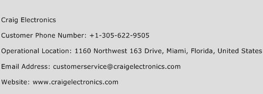 Craig Electronics Phone Number Customer Service