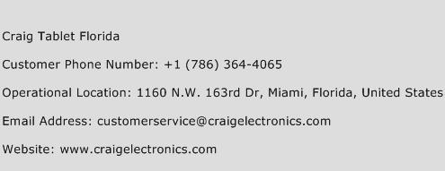 Craig Tablet Florida Phone Number Customer Service