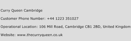Curry Queen Cambridge Phone Number Customer Service