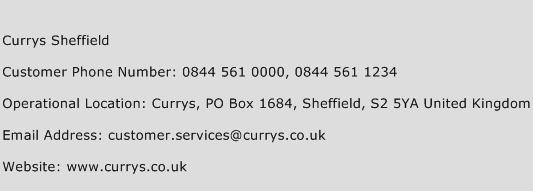 Currys Sheffield Phone Number Customer Service