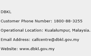 DBKL Phone Number Customer Service