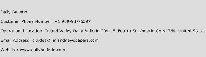 Daily Bulletin Phone Number Customer Service