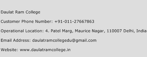 Daulat Ram College Phone Number Customer Service