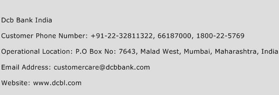 Dcb Bank India Phone Number Customer Service