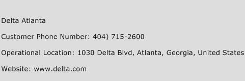 Delta Atlanta Phone Number Customer Service
