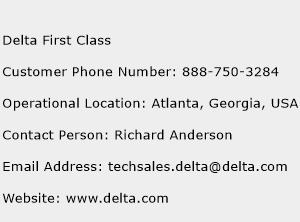 Delta First Class Phone Number Customer Service