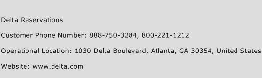 Delta Reservations Phone Number Customer Service