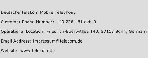 Deutsche Telekom Mobile Telephony Phone Number Customer Service
