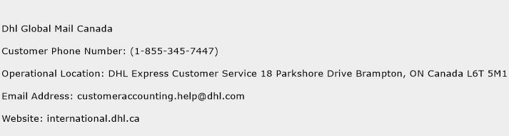 Dhl Global Mail Canada Phone Number Customer Service