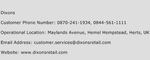 Dixons Phone Number Customer Service