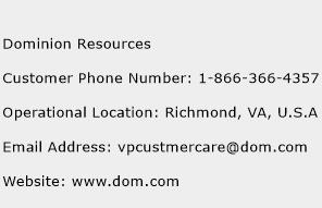 Dominion Resources Phone Number Customer Service