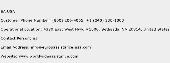 EA USA Phone Number Customer Service