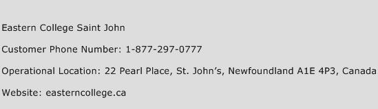 Eastern College Saint John Phone Number Customer Service