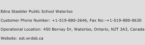 Edna Staebler Public School Waterloo Phone Number Customer Service