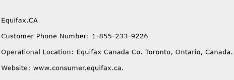Equifax.CA Phone Number Customer Service