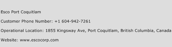 Esco Port Coquitlam Phone Number Customer Service
