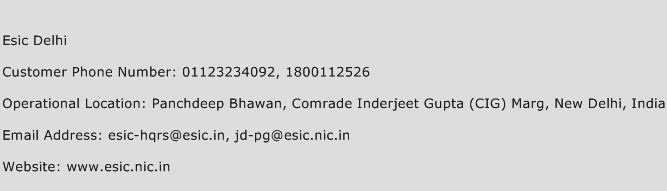 Esic Delhi Phone Number Customer Service
