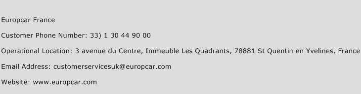 Europcar France Phone Number Customer Service