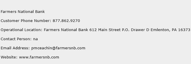 Farmers National Bank Phone Number Customer Service