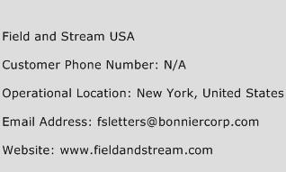 Field and Stream USA Phone Number Customer Service