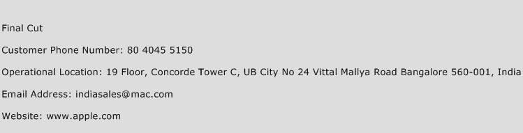 Final Cut Phone Number Customer Service
