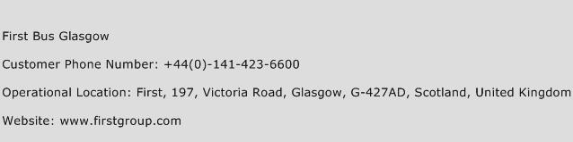 First Bus Glasgow Phone Number Customer Service