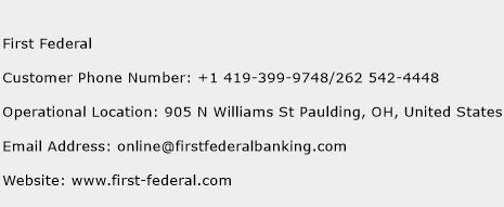 First Federal Phone Number Customer Service